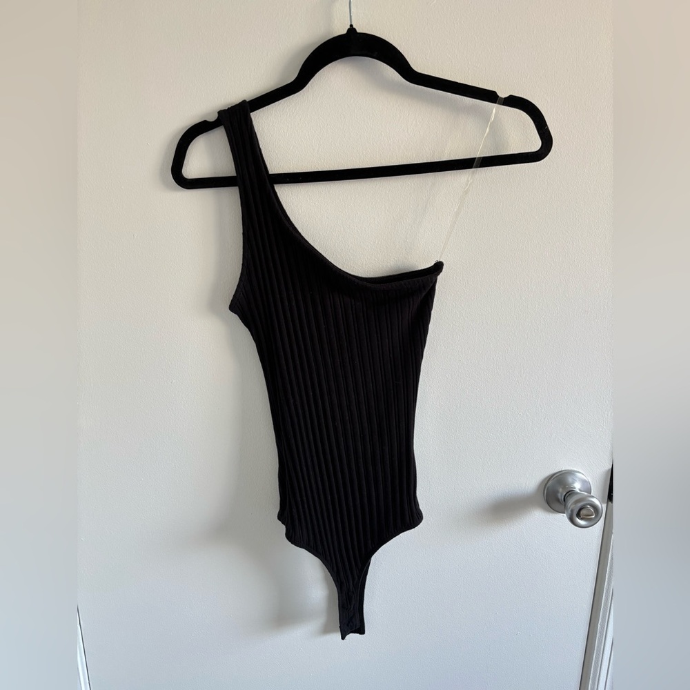 Active USA Black Ribbed Bodysuit